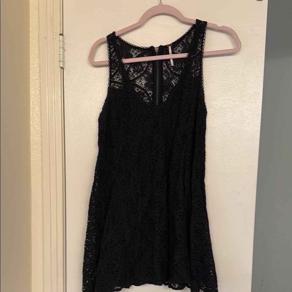Free People Black Mini A-line Halter Sleeveless Cocktail Dress